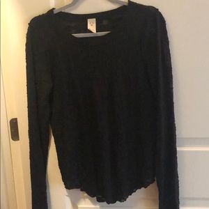 Free People black patterned long sleeve top
